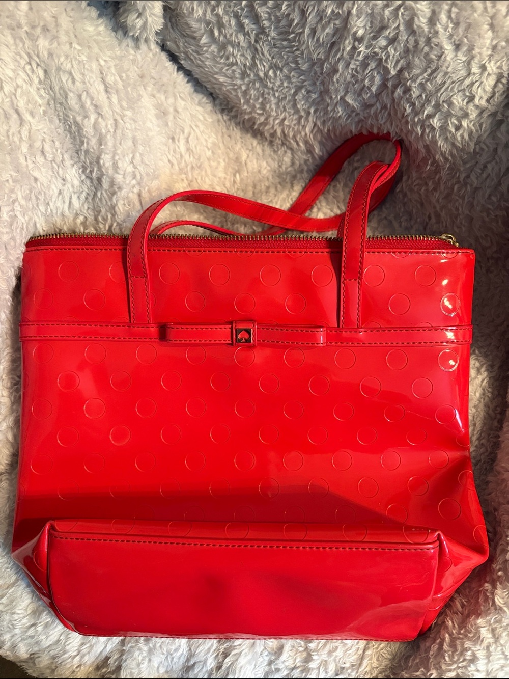 kate spade Red Patent Dot-Embossed Tote